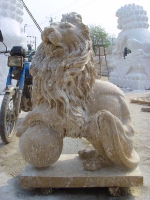 QuYang stone carving QuYang sculpture Animal carving stone lion sculpture European stone lion -OS203