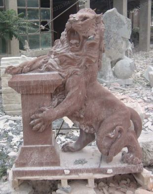 QuYang stone carving QuYang sculpture Animal carving stone lion sculpture European stone lion -OS216