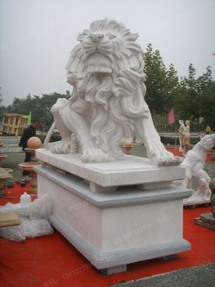 QuYang stone carving QuYang sculpture Animal carving stone lion sculpture European stone lion -OS265