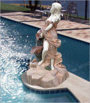 Stone fountain, European fountain, European stone fountain, white marble fountain, fountain granite, marble fountain -PQ036