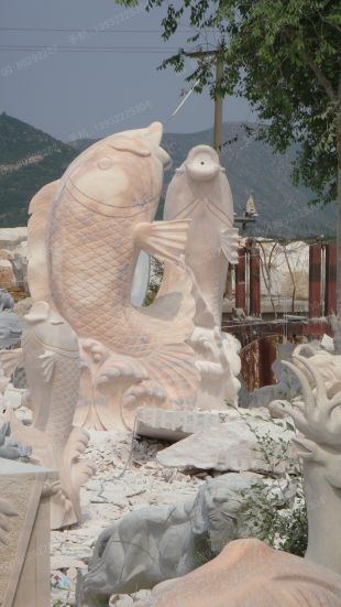 Animal stone fish, stone sculpture fish, fish sculpture garden stone carving, carp sculpture, stone sculpture fountain fishanimal sculptureStone carving factory, sculpture company -- Y008