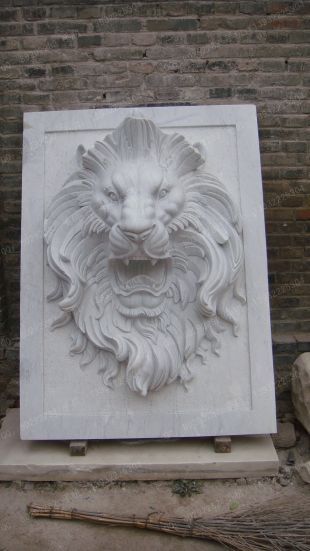 Stone lion's head sculpture, European wall sculpture, marble lion's head sculpture - BG050