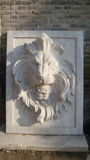 Stone lion's head sculpture, European wall sculpture, marble lion's head sculpture - BG057