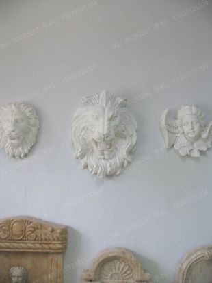 Stone lion's head sculpture, European wall sculpture, marble lion's head sculpture - BG060