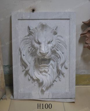 Stone lion's head sculpture, European wall sculpture, marble lion's head sculpture - BG068