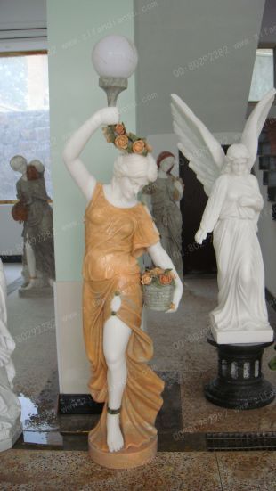 European lamp statue, Stone lamp statueMarble lamp statue - DR005