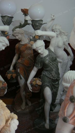 European lamp statue, Stone lamp statueMarble lamp statue - DR023