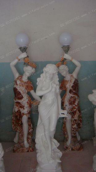 European lamp statue, Stone lamp statueMarble lamp statue - DR024