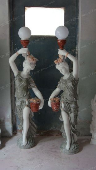 European lamp statue, Stone lamp statueMarble lamp statue - DR027