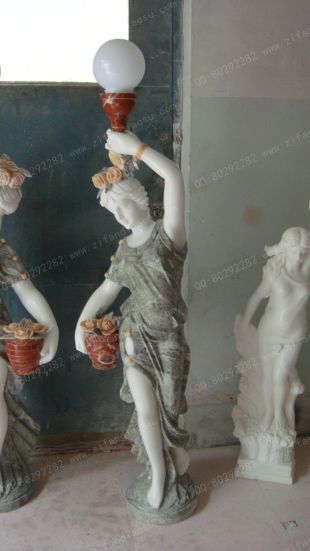 European lamp statue, Stone lamp statueMarble lamp statue - DR029