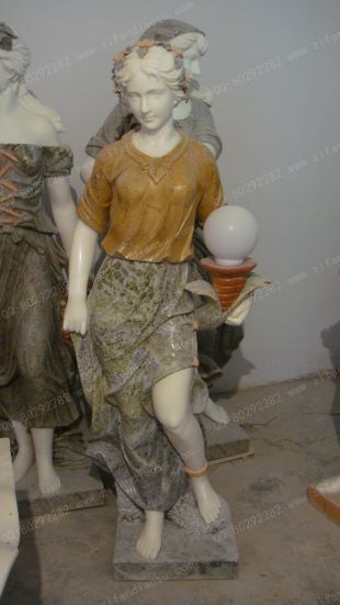 European lamp statue, Stone lamp statueMarble lamp statue - DR033