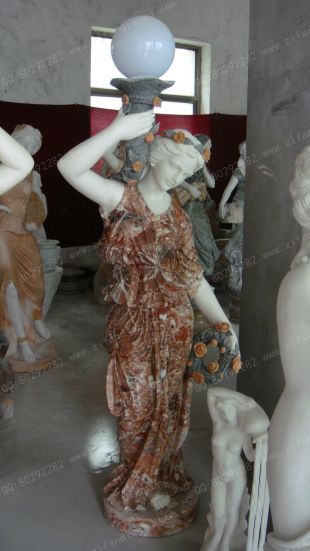 European lamp statue, Stone lamp statueMarble lamp statue - DR037