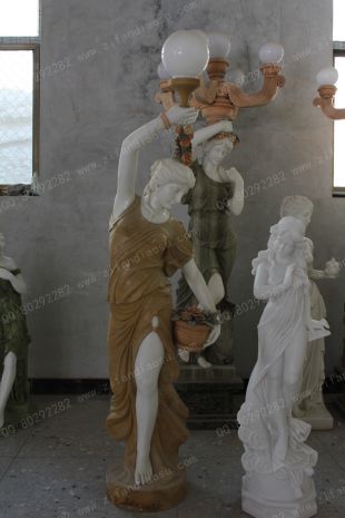 European lamp statue, Stone lamp statueMarble lamp statue - DR039