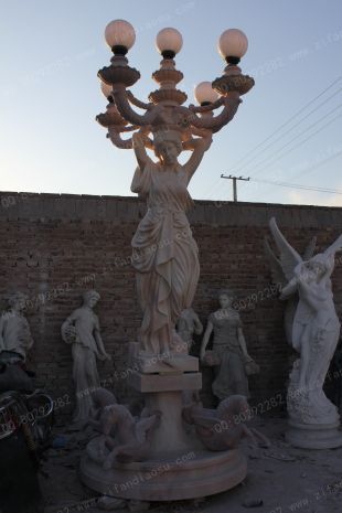 European lamp statue, Stone lamp statueMarble lamp statue - DR040