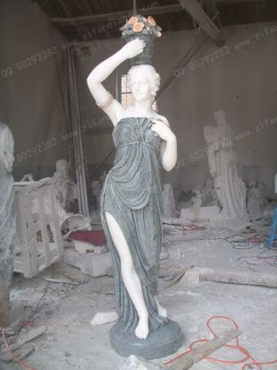 European lamp statue, Stone lamp statueMarble lamp statue - DR043