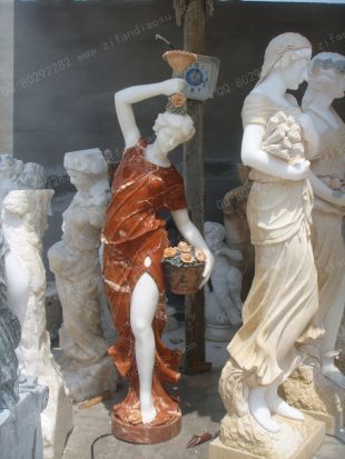 European lamp statue, Stone lamp statueMarble lamp statue - DR045