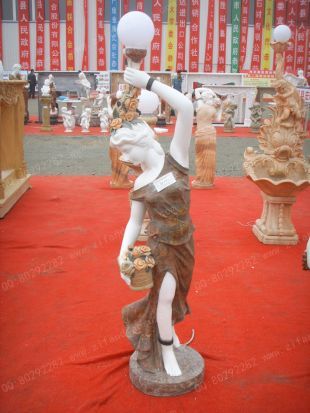 European lamp statue, Stone lamp statueMarble lamp statue - DR047