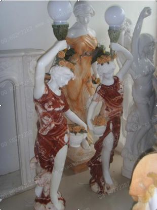 European lamp statue, Stone lamp statueMarble lamp statue - DR050