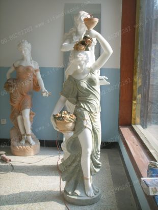 European lamp statue, Stone lamp statueMarble lamp statue - DR052