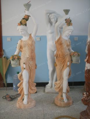 European lamp statue, Stone lamp statueMarble lamp statue - DR053