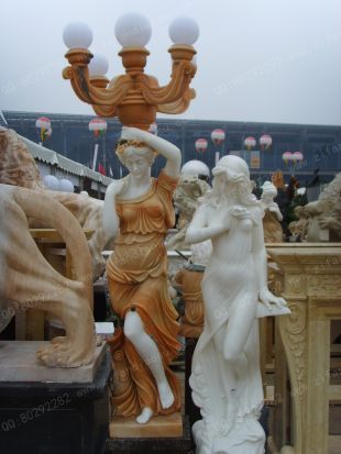 European lamp statue, Stone lamp statueMarble lamp statue - DR055